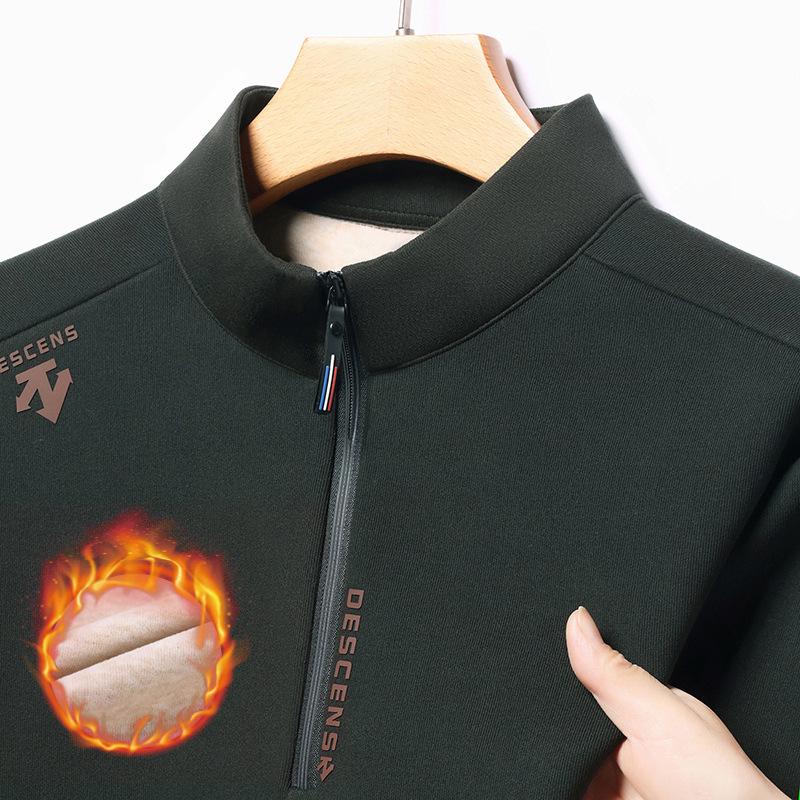 

2025 Men s Thickened Velvet Hoodie with Stand Collar for Autumn/Winter - Casual and Fashionable with Zipper M темно-зелений колір