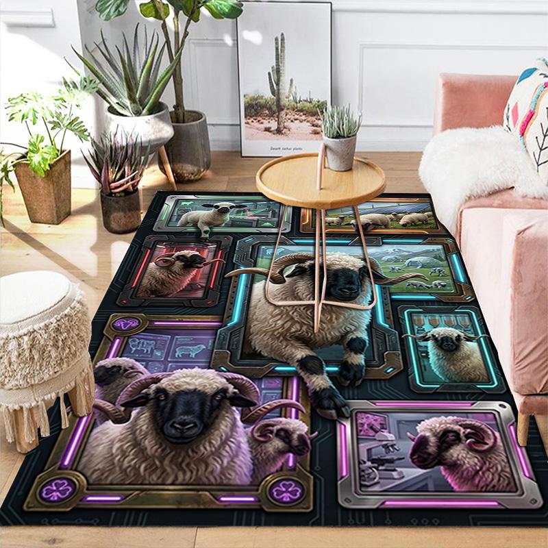 Sheep Evolution Showcase Pattern Rug Floor Mat for Living Room or Bedroom Soft and Comfortable Carpet a Gift for Birthday and Holiday.