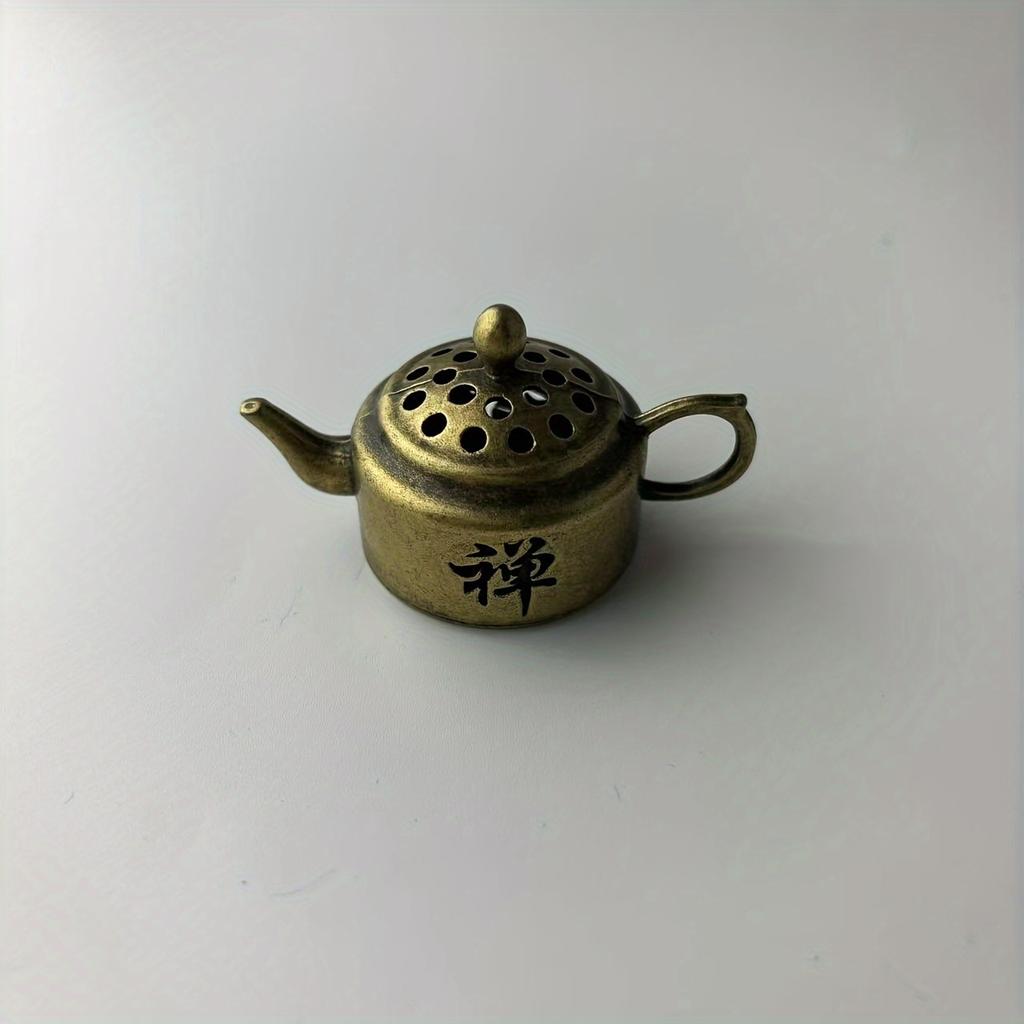 1Pc Chinese Style Incense Burner Mini Tea Pot Aromatherapy Stove Alloy Tiny Teapot Shape Incense Holder Home Pendant