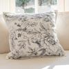 French Style Magnolia Black Cushion Cover with Pillow Insert