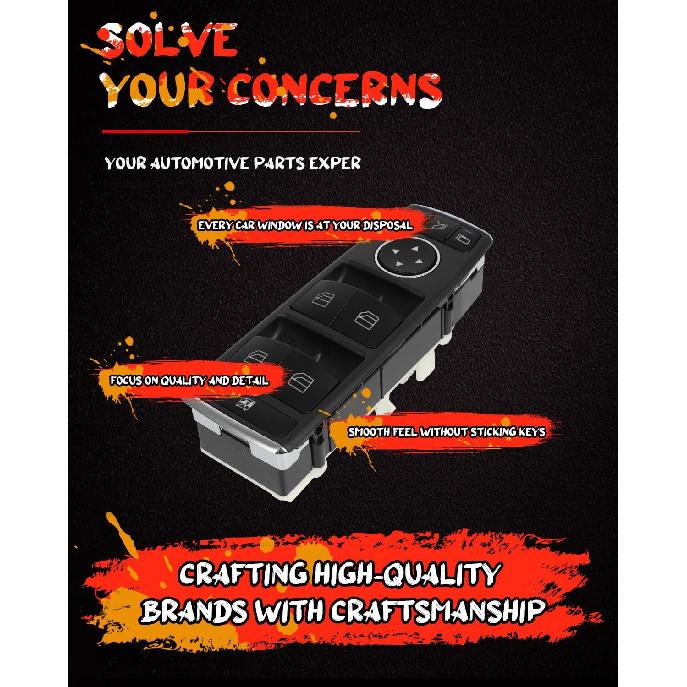 CCIYU Master Power Window Switch with Power Folding Mirrors Fit for Mercedes-Benz C230 C250 C300 C350 C63 AMG E350 E400 E550 E63 AMG GLK350,