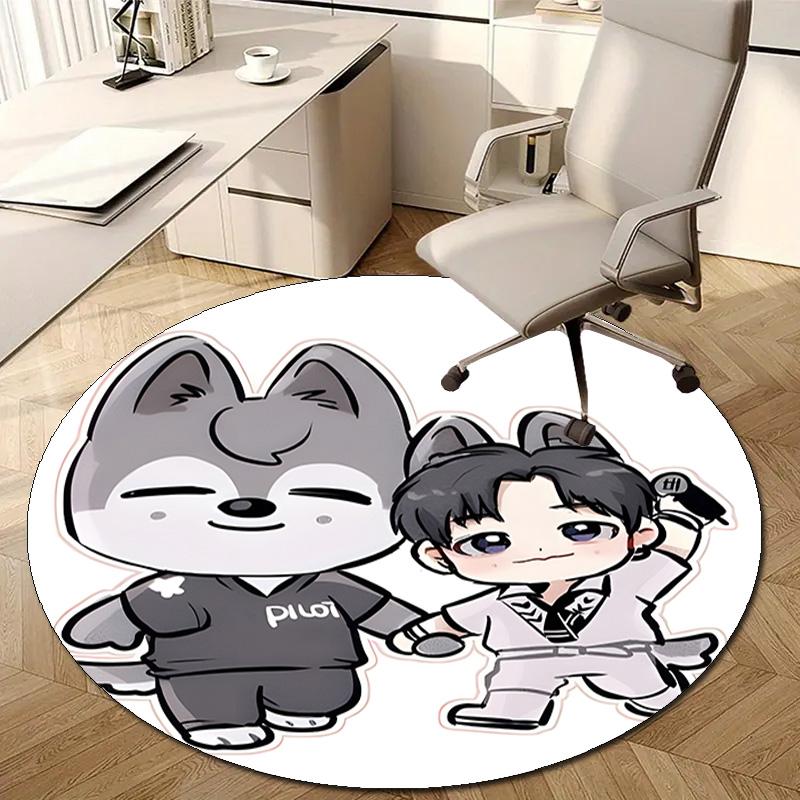 1pc Kpop Team7 Design Printed Area Round Carpet for Bedroom Living Room Home Decor Rugs Mat Non Slip Mat Rug for Bedside