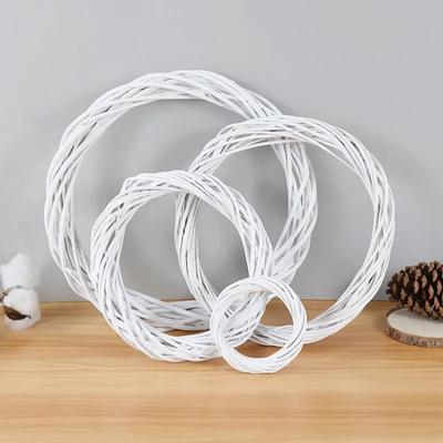 15-30cm White Rattan Wreath Ring DIY Christmas Wreath Decor Artificial Flower Garland Xmas Party Gifts Wedding Home Decoration