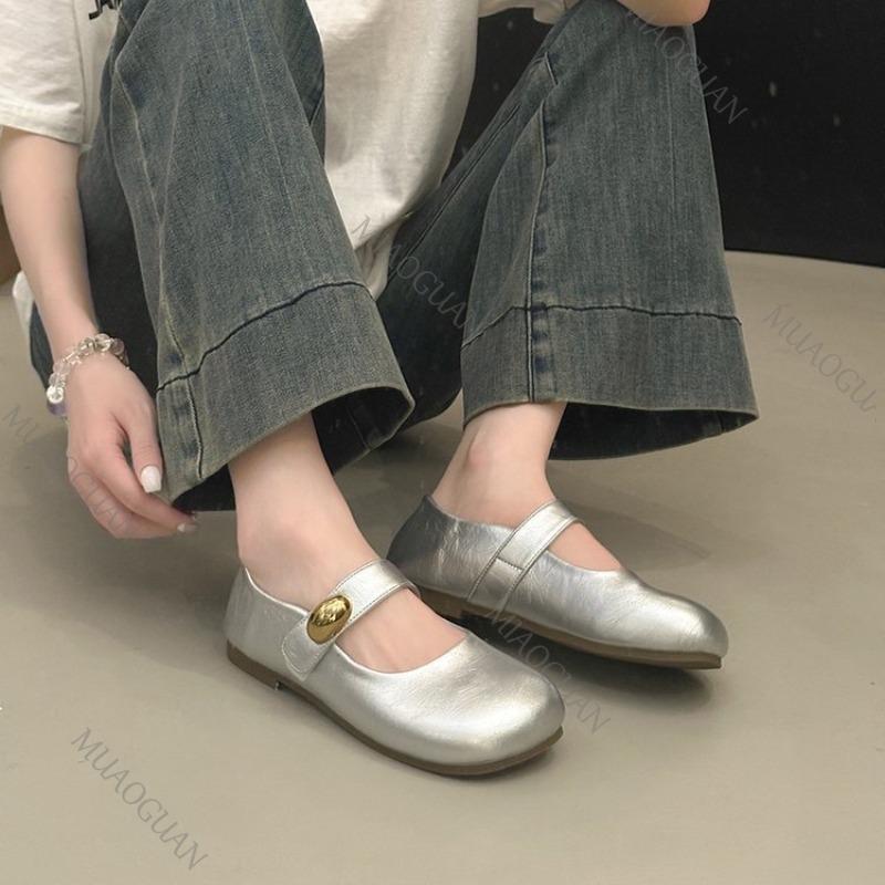 Fashion New Spring Aututmn Flat Mary Jane Women's Shoes Round Head Shallow Mouth Casual Shoes for Women Slip on Solid Soft Bottom Flats