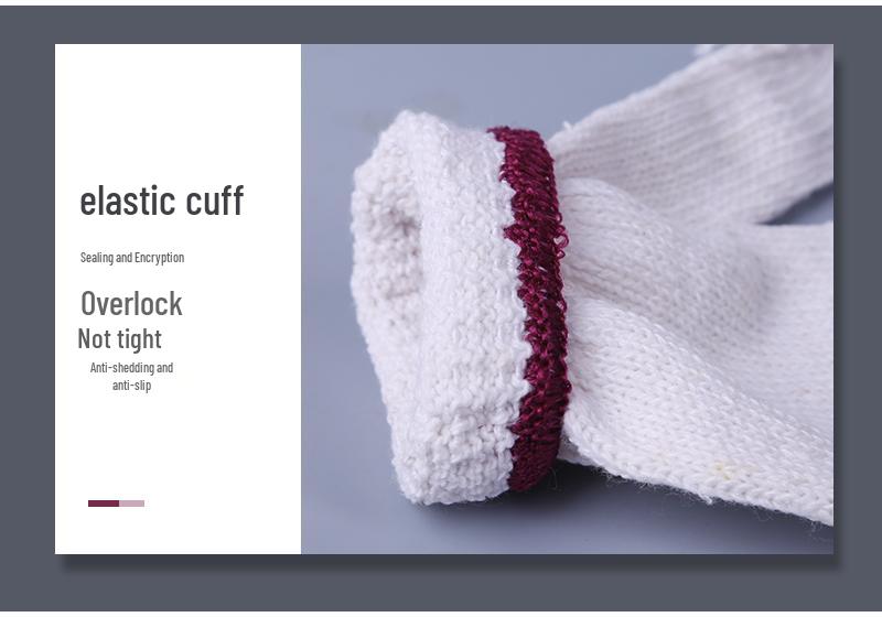 Off-White Thickened Pure Cotton Work Gloves - Durable, Wear-Resistant Labor Protection for Construction Workers