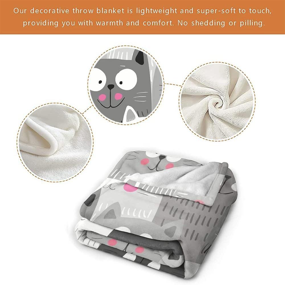 Süße Katzen-Decke für Mädchen Frauen, Leichte Weiche Fleece-Flanell-Kuscheldecke für Katzenliebhaber Sofa Couch Wohnzimmer 50x40 Zoll