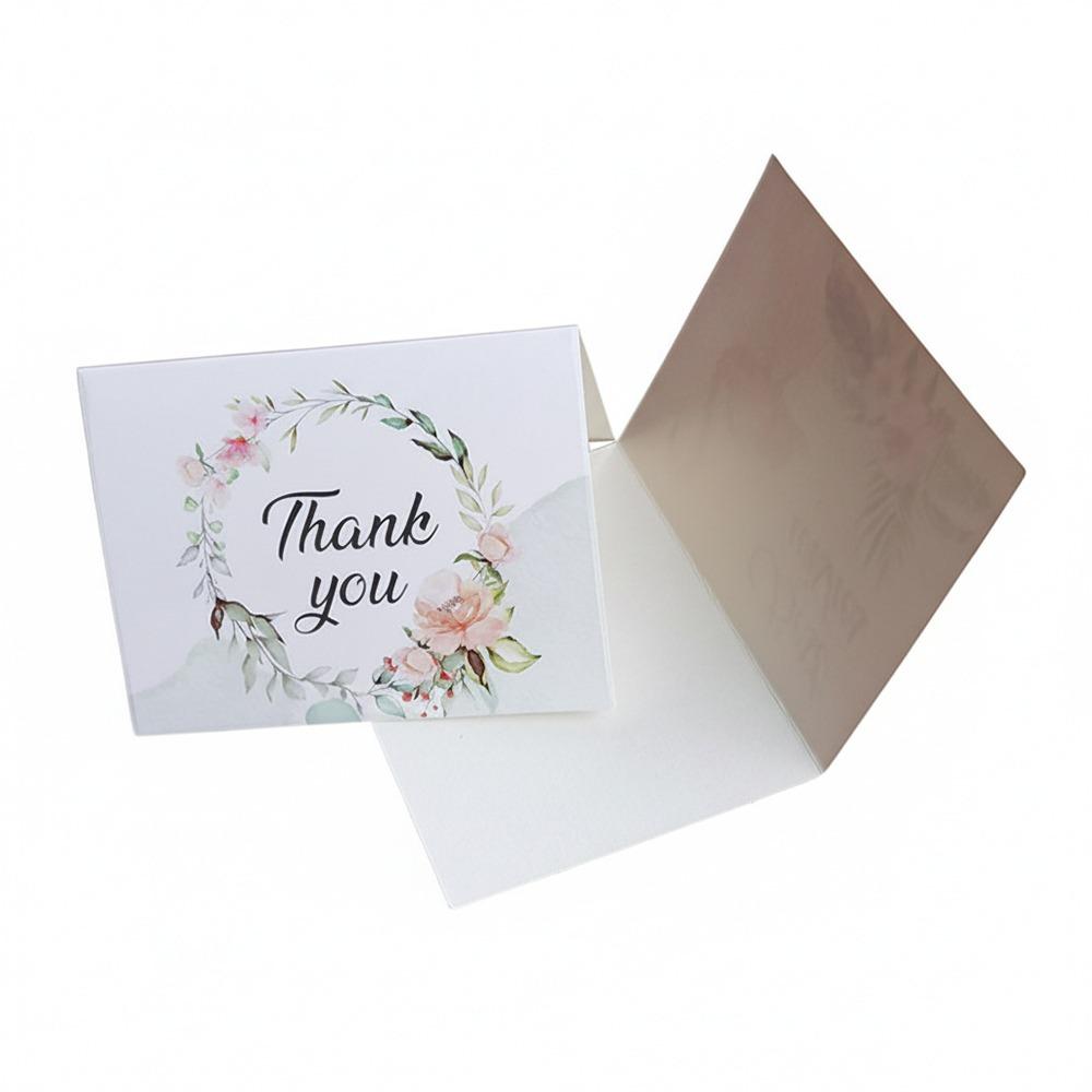 100PCS Multicolor Thank You Card Floral Pattern Package Decoration Gretting Cards Business Package I Love You Best Wishes Card