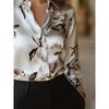 2026 New Small Fresh Floral Print Satin Blouse for Women Slim Fit Office Commute Long Sleeve Shirt
