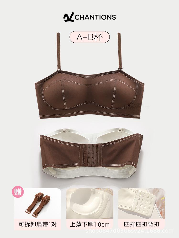 Strapless underwear women's non-slip gathering small breasts show big chest wrapping new invisible seamless tube top