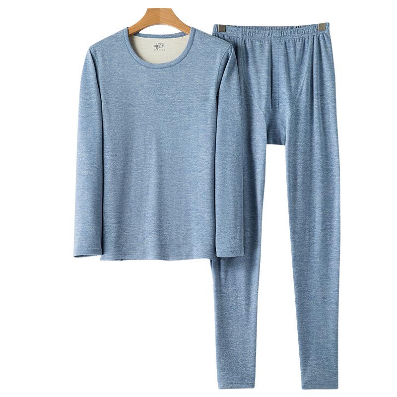 Men's and Women's Wool Silk Thermal Underwear Set – Warm, Thick, Velvet-Lined, Autumn Pants for Couples