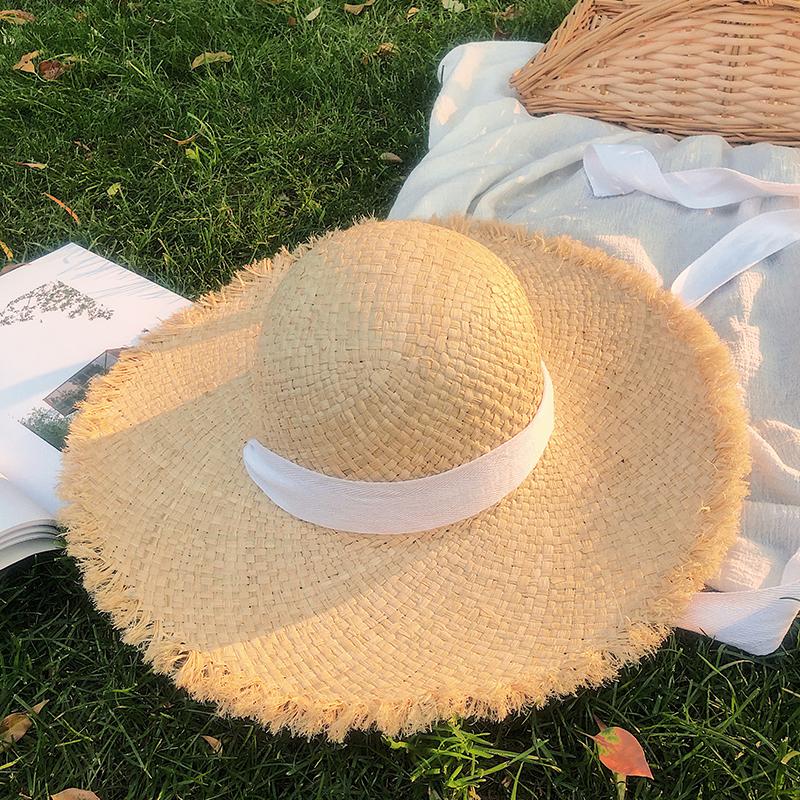 Summer Natural Raffia Sun Hat For Women Wide Brim Fashion Floppy Shade Dome Straw Hat Girl Outdoor Vacation Beach Hat Panama