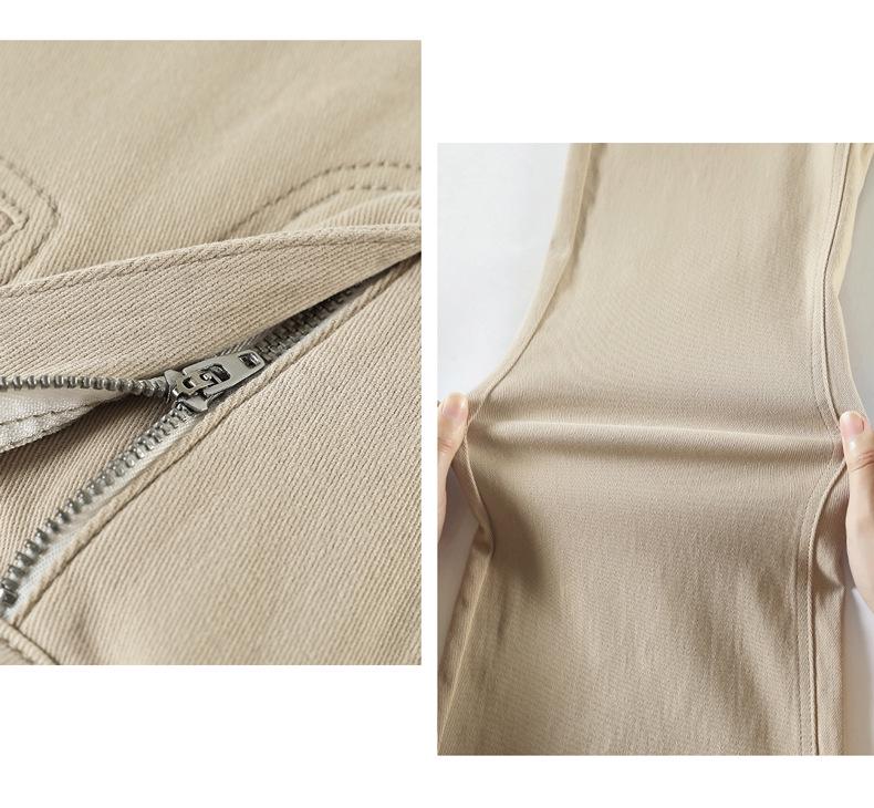 Khaki High Waist Retro Flare Jeans for Women - Slimming Fit, Wide-Leg, Perfect for Spring & Autumn