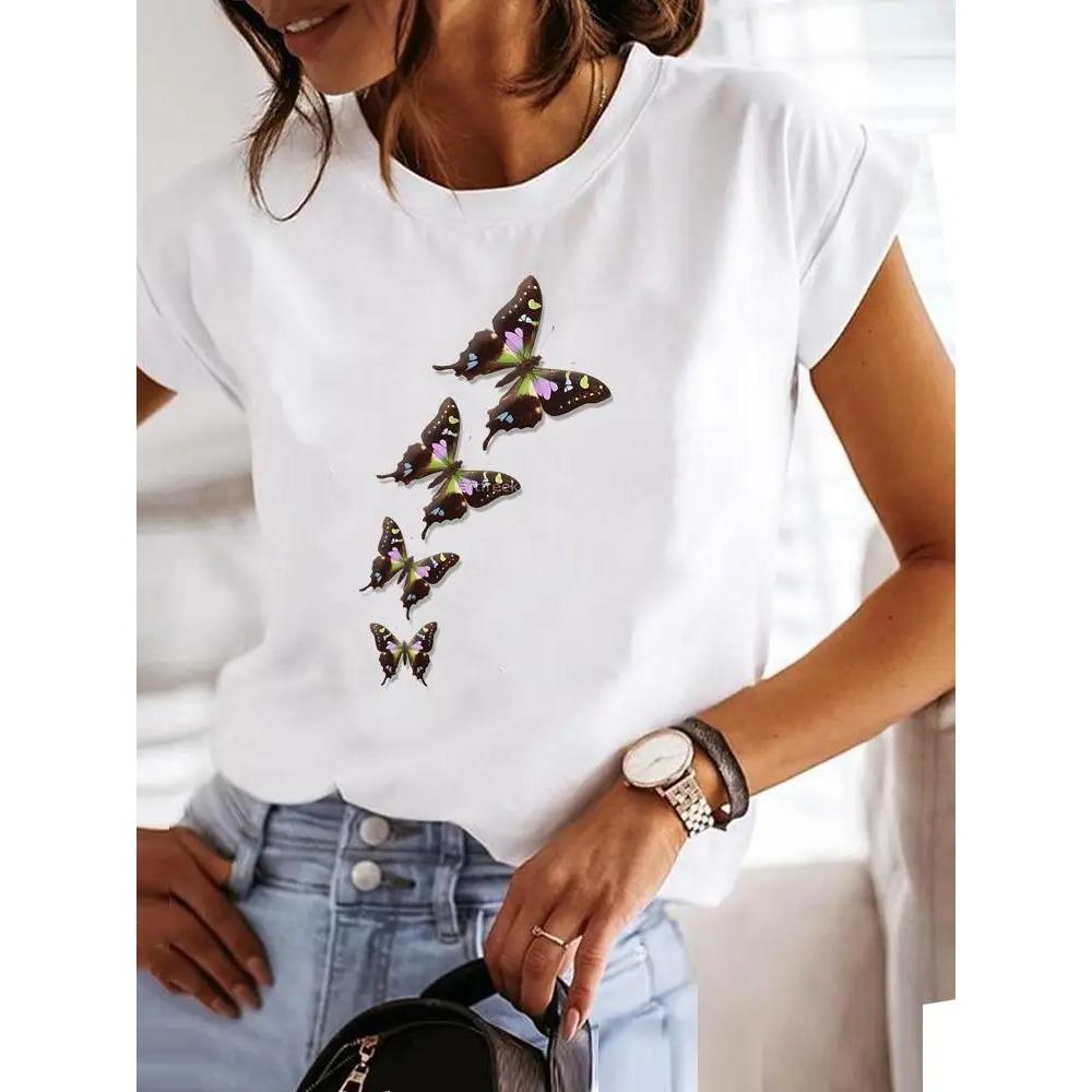 2025 Summer Women Clothes Style Trend Print T-shirt Fashion Short Sleeve Cute Casual Clothing