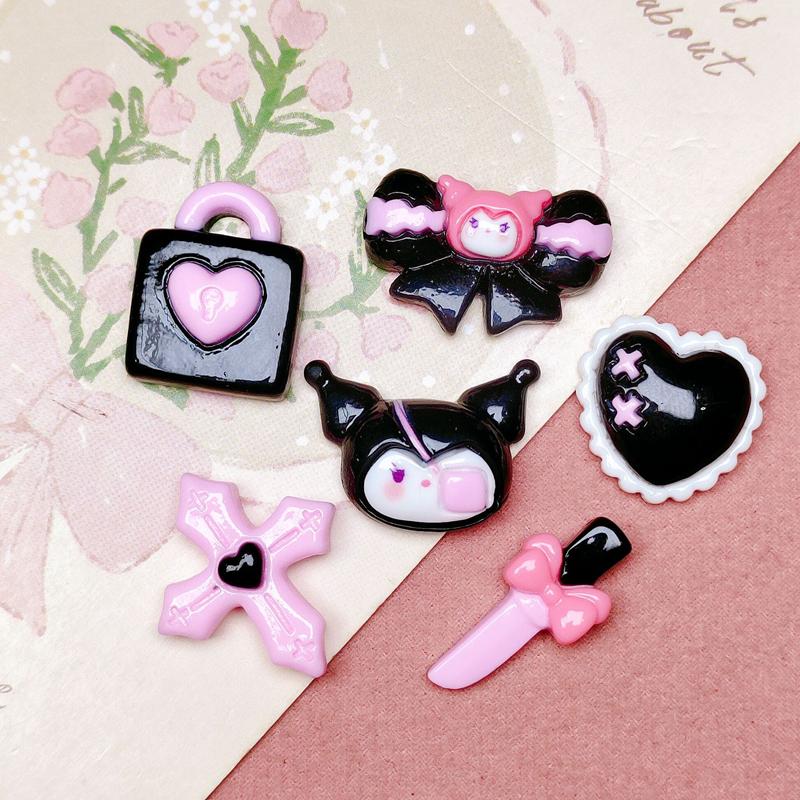 10 Pcs Latest Small Kawaii Animation Animal Bow Knot, Peach Heart Resin Scrapbook Diy Jewelry Present Hairpin Accessories A27