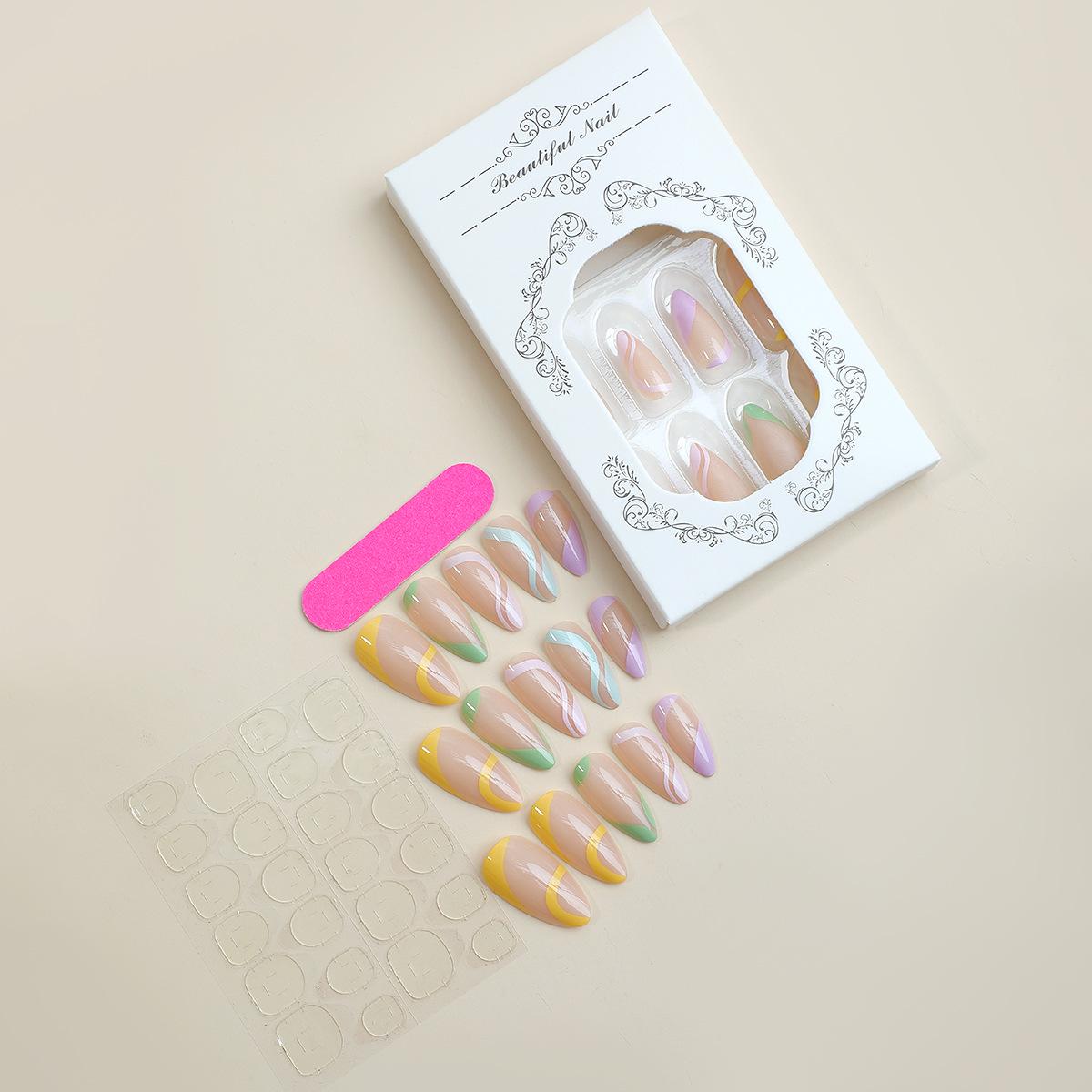 

Балетные волнистые накладные ногти: Коллекция Весна/Лето, Европейский и Американский Стиль, Однотонные Накладные Ногти