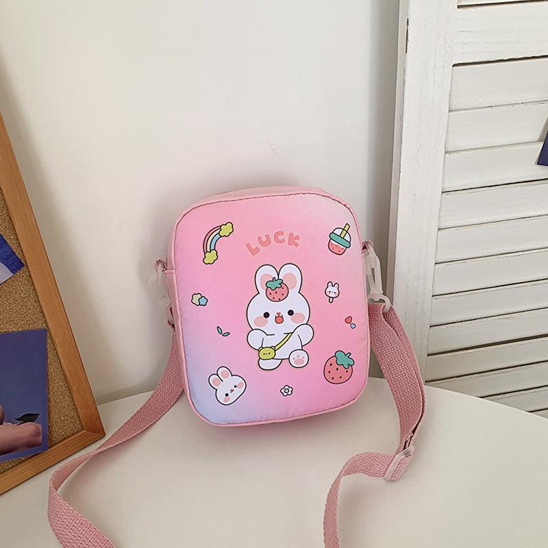 Adorable Rabbit And Bear Canvas Shoulder Bag For Kids Lightweight And Stylish Design