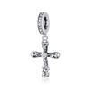 WOSTU 100% Real 925 Sterling Silver Cross Charm Zircon Bead Crosses Pendant Fit Original Bracelet DIY Necklace Religion Jewelry