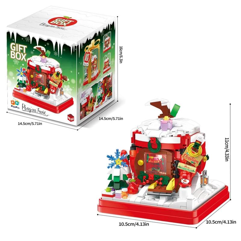 

714 шт., канун Рождества, яблочный дом, строительные блоки, сделай сам, креативная подарочная коробка, модель сборки, кирпичи, креативный настольный деко, детские игрушки, подарок