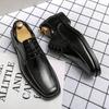 European Station Men Formal Shoes Black Brown Lace up Business Network Red Derby Shoes Gentleman Italian Social Shoes Men Shoes