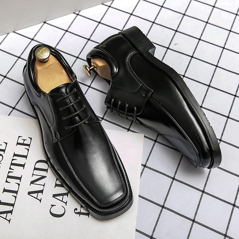 European Station Men Formal Shoes Black Brown Lace up Business Network Red Derby Shoes Gentleman Italian Social Shoes Men Shoes