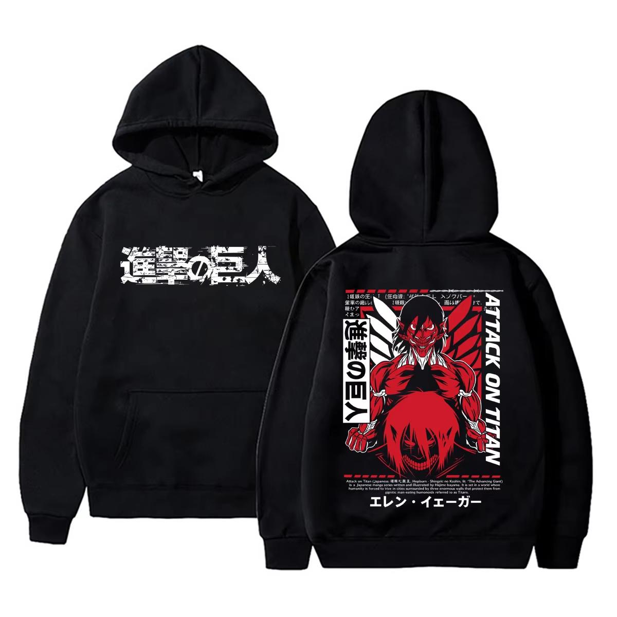 Hot Anime Attack on Titan Eren Jaeger Hoodie Men Women Manga Oversized Pullover Hoodies Men s Casual Vintage Hooded Sweatshirt 4XL