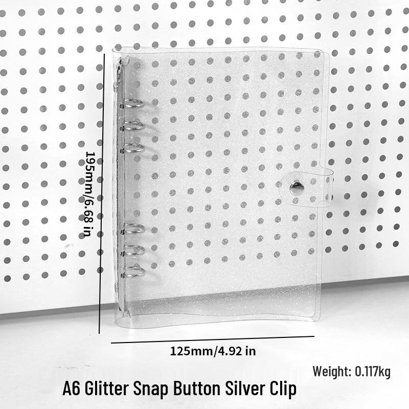 Glittery Transparent PVC 6-Ring A5/A6 Student Notebook & Journal