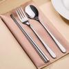 3 Pcs/Set with Storage Box Travel Cutlery Set 304 Stainless Steel Flateware Set  Camping