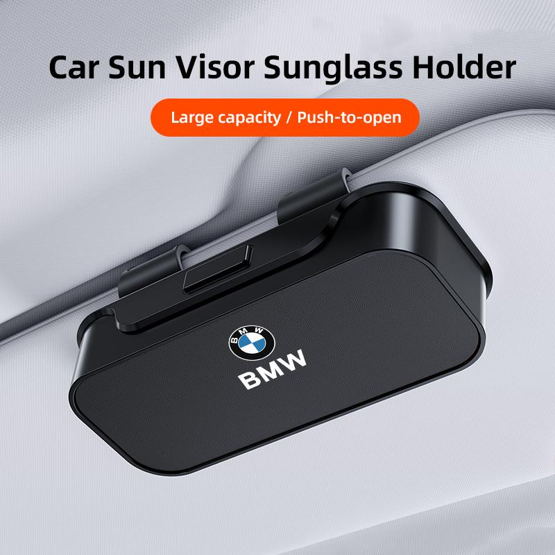 BBJS7 Car Sun Visor Glasses Case Sunglasses Holder For BMW F30 F10 E90 F20 E46 E60 E70 E39 E36 E87 Car Interior Accessories keychain