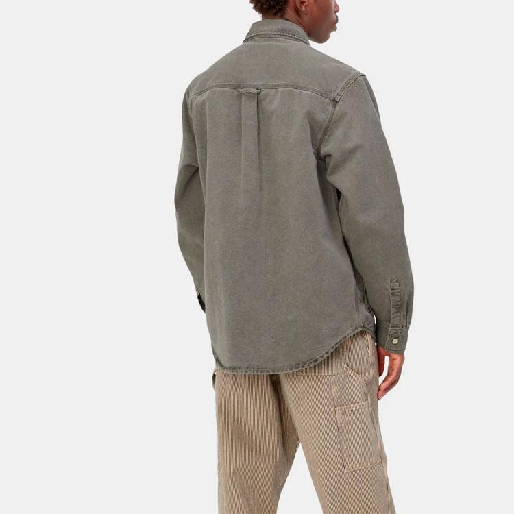 Carhartt WIP FW22 Solid Pocket Long Sleeve Denim Jacket Men Jackets Gray I028662-89-FH