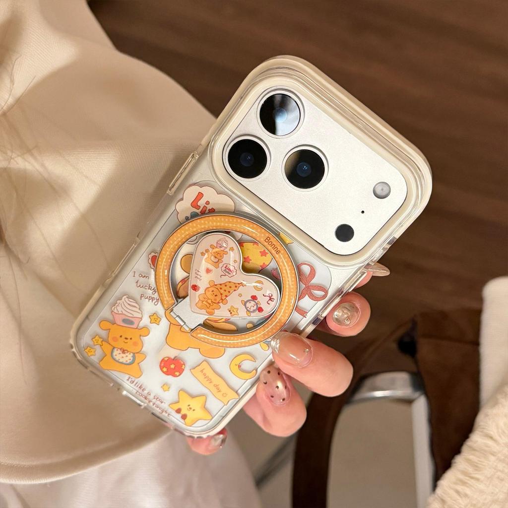 Cute Puppy Magnetic Heart-Shaped Phone Case for iPhone 16, iPhone 17, and iPhone 17 Pro Max