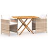 vidaXL 3-tlg. Garten-Essgruppe mit Kissen Beige