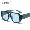  New Fashion Candy Color Women Double Bridges Square UV400 Sunglasses Retro Wide Legs Men Sun Glasses Shades