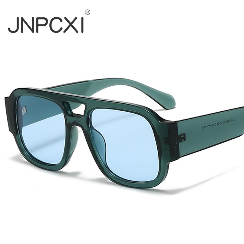  New Fashion Candy Color Women Double Bridges Square UV400 Sunglasses Retro Wide Legs Men Sun Glasses Shades