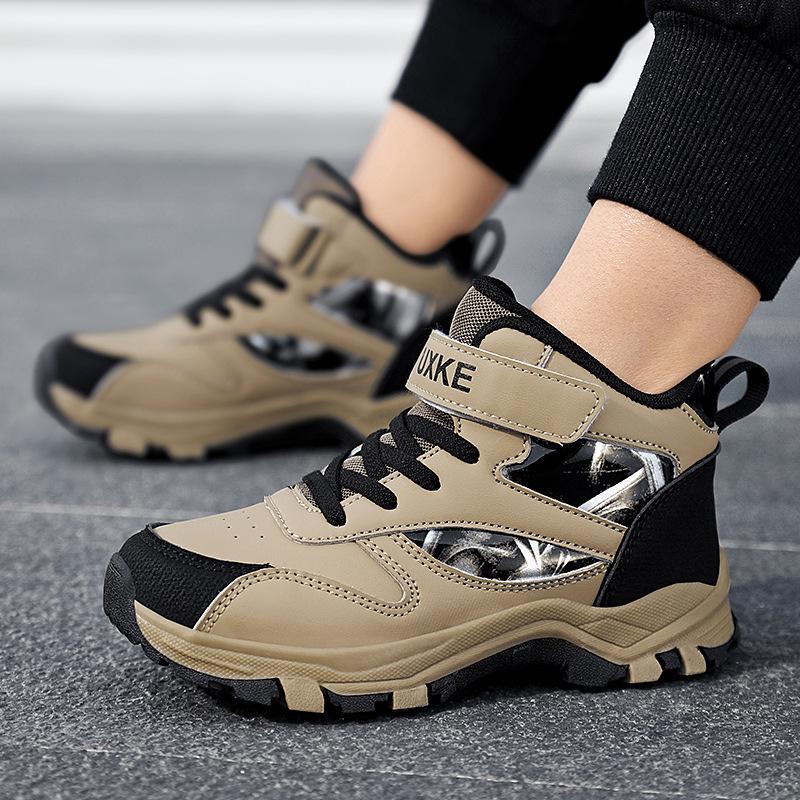 2025 Wasserdichte Leder Jungen High-Top Wanderschuhe - Rutschfest, Abriebfest, für Kinder