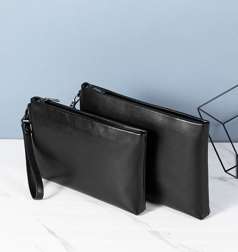 Men's Summer Genuine Leather Anti-theft Clutch Bag, Fashionable and Simple Multi-compartment Envelope Design