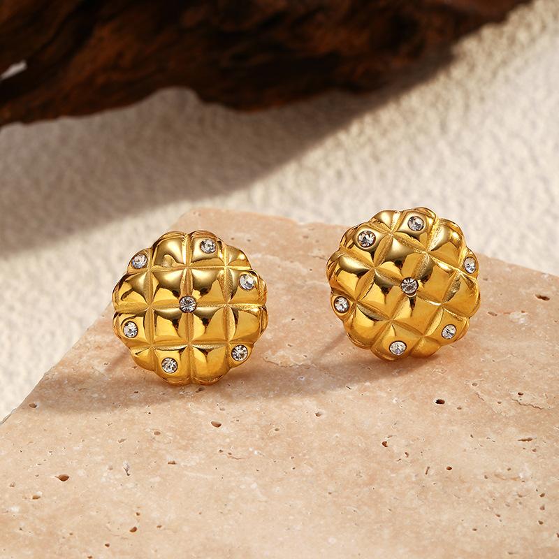 Chenhe stainless steel jewelry women's light luxury high-end gold earrings European and American niche do not fade titanium steel studs