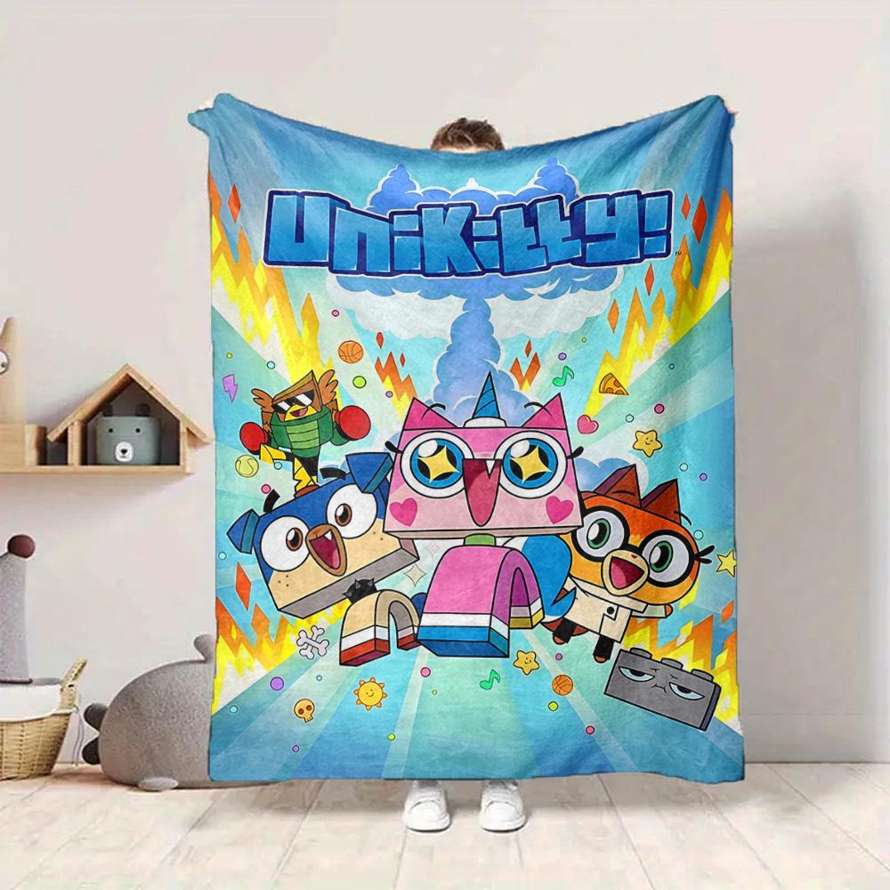 1pc Unikitty Characters Cozy Print Blanket Lightweight Warm Flannel Throw Blanket For Sofa, Bed, Living Room