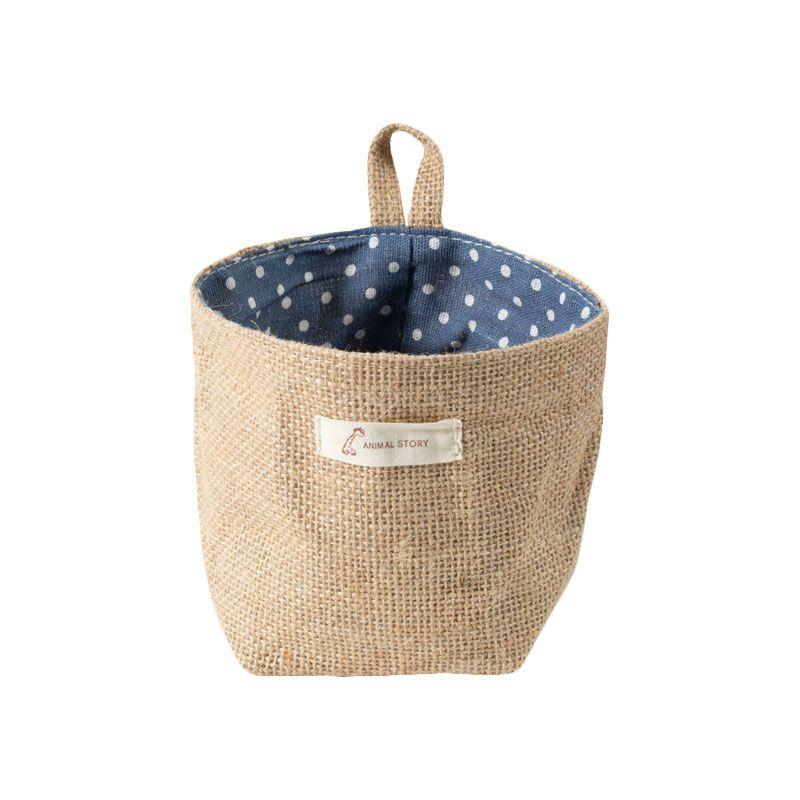 Hanging Cotton Linen Mini Storage Basket Home Kid Toy Sundries Bag Organizer Box