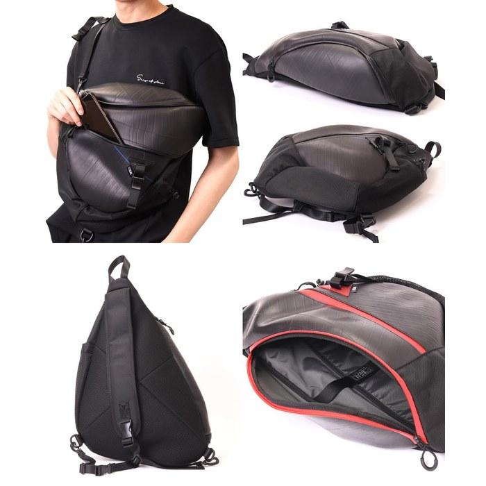 [SEAL] One-Shoulder Bag TRIANGLE PRO, Men's Waterproof Sling Bag, Large Capacity, Laptop Storage, PS-238BR, Black/Red, One Size
