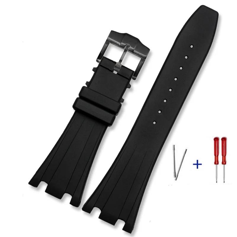 For AP15703 15710 26703 Royal Oak Offshore High Quality  rubber strap 28mm Men's Black Bracelet Folding Buckle with Tools