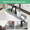 Kitchen sink splash guard, silicone faucet handle, drip tray, multi-purpose drying pad, sponge rack and bathroom countertop,