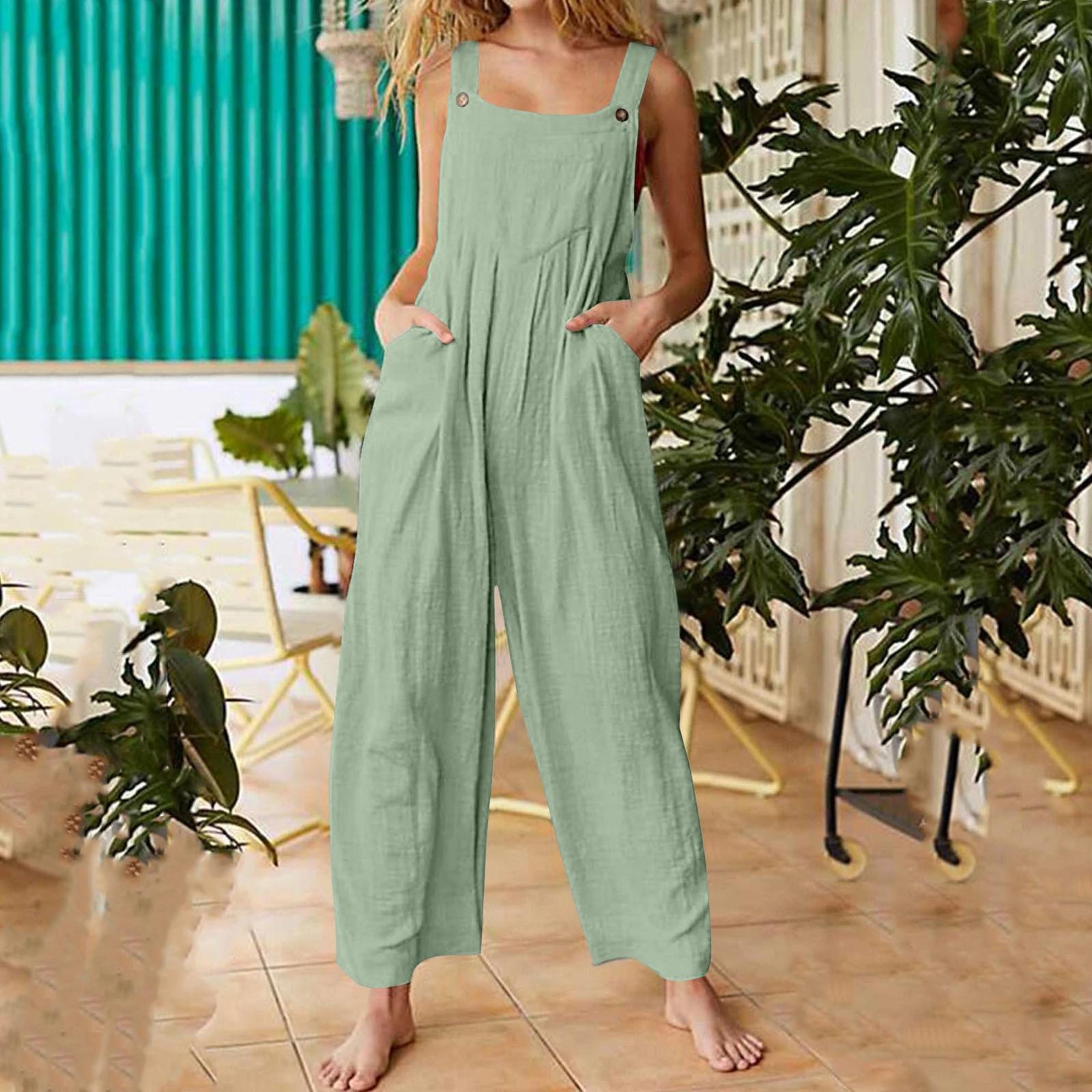 

Женские повседневные комбинезоны, комбинезоны с регулируемыми бретелями, летние без рукавов, милые удобные комбинезоны с карманом XXXXXL светло-зеленый