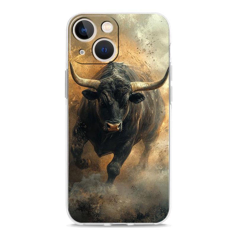 Phone Case For iPhone 17 Cases iPhone Air 16 15 12 13 14 Pro Max 7 8 Plus 16Pro iPhone11 Clear Soft Cover Bull Animal