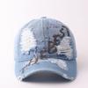 American retro old ripped baseball cap men and women graffiti street hip hop cap wide brim show face small hat