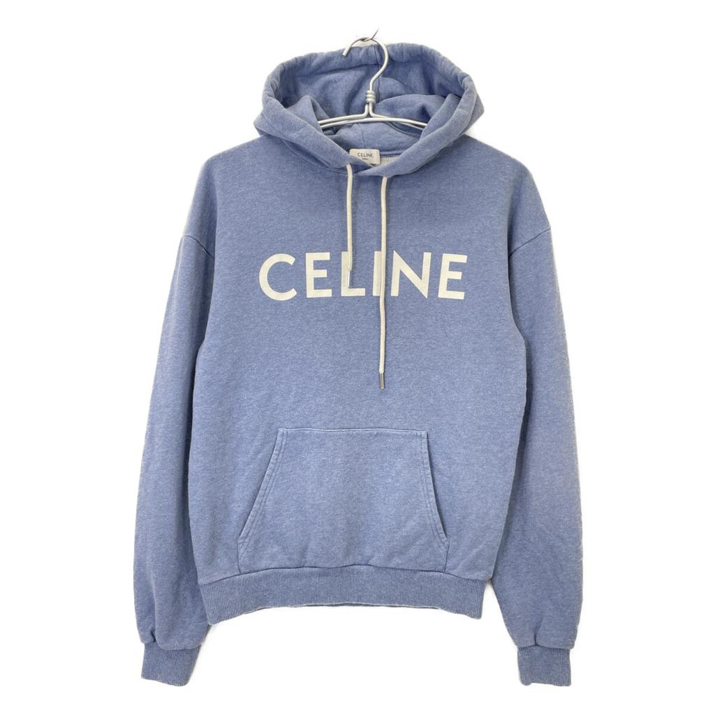 CELINE Blue 2Y369670Q Classic Logo Pullover Parka tops XXS blueUsed