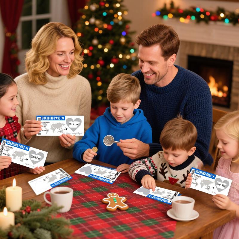1 Set Rubbelkarte für Bordkarte mit Umschlag Reiseticket Überraschungsgeschenk für Hochzeit Geburtstagsfeier Weihnachtsfeiertag