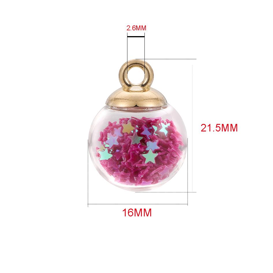 10pcs/lot 16mm Transparent Glass Ball Star Beads Sequins Charms Pendant For Bracelet Necklace DIY Jewelry Making Accessories