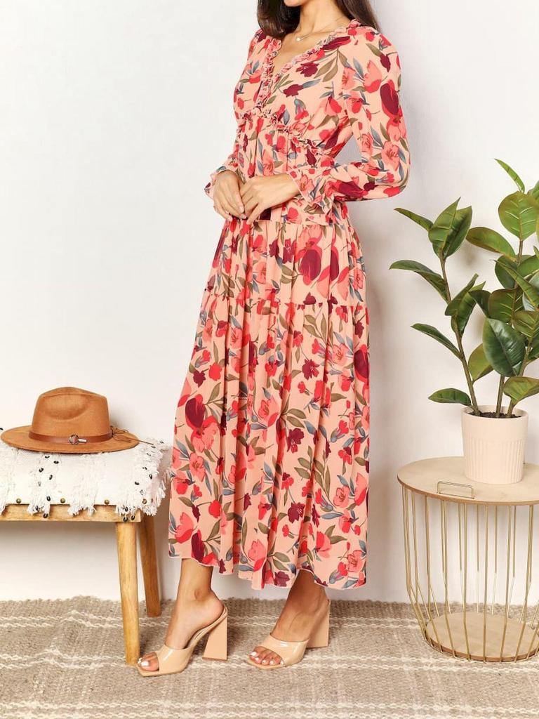 2025 Women's Fashion Long Sleeve Evening Dress - European & American Print Design