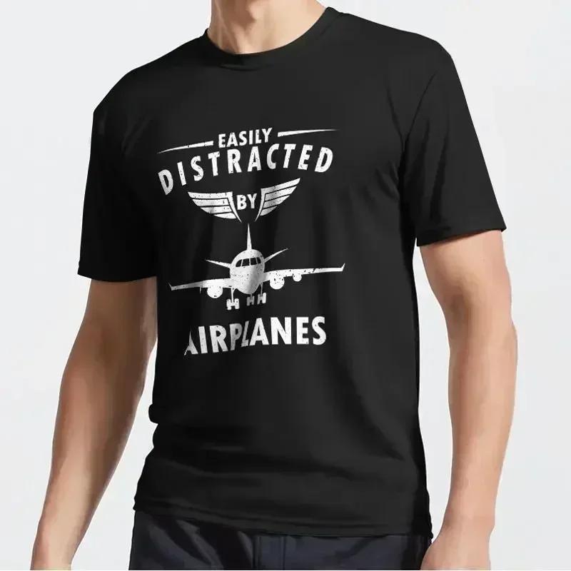Funny Pilot Flaying Easily Distracted By Airplanes T Shirt