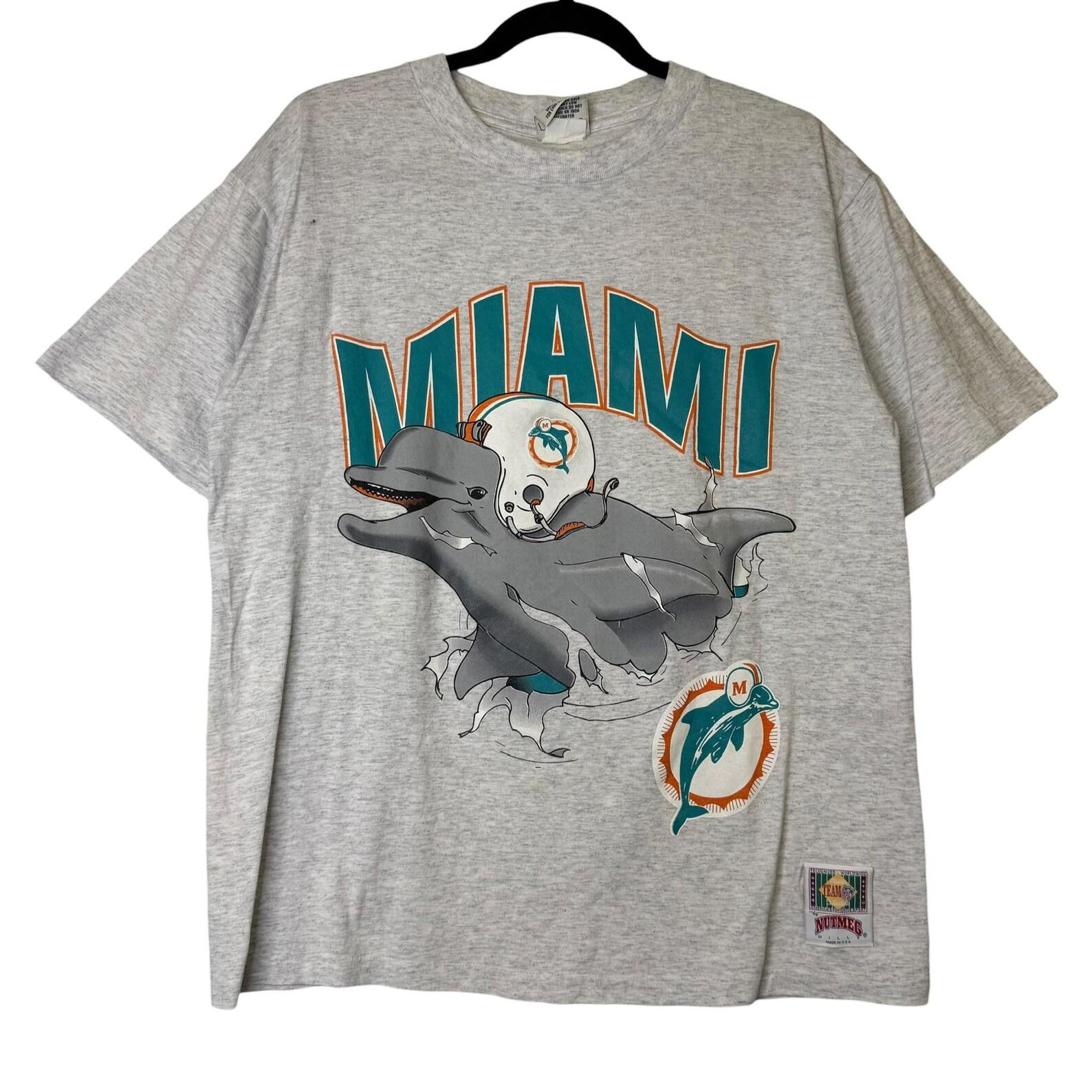 90 s Miami Dolphins Nutmeg Breakthrough T shirt Sz L (B2078) S